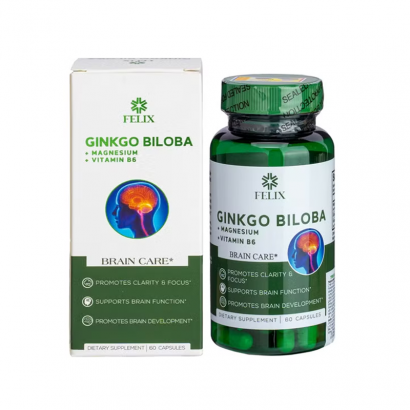 Viên Uống Bổ Não Gingkgo Biloba FELIX 60 viên cải thiên thông mạch máu, trí nhớ